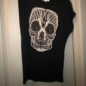 Black Lace Skull Top- Size S.
